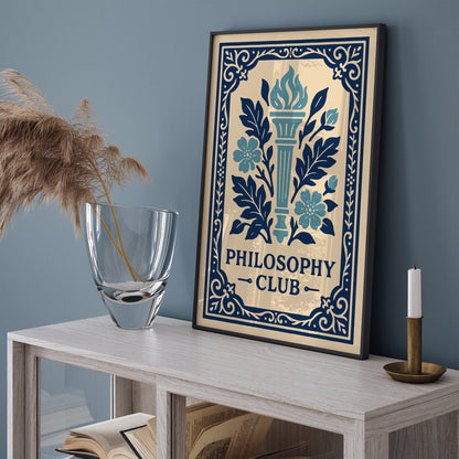 Philosophy Club Wall Art Print - Blue Rococo Style Poster