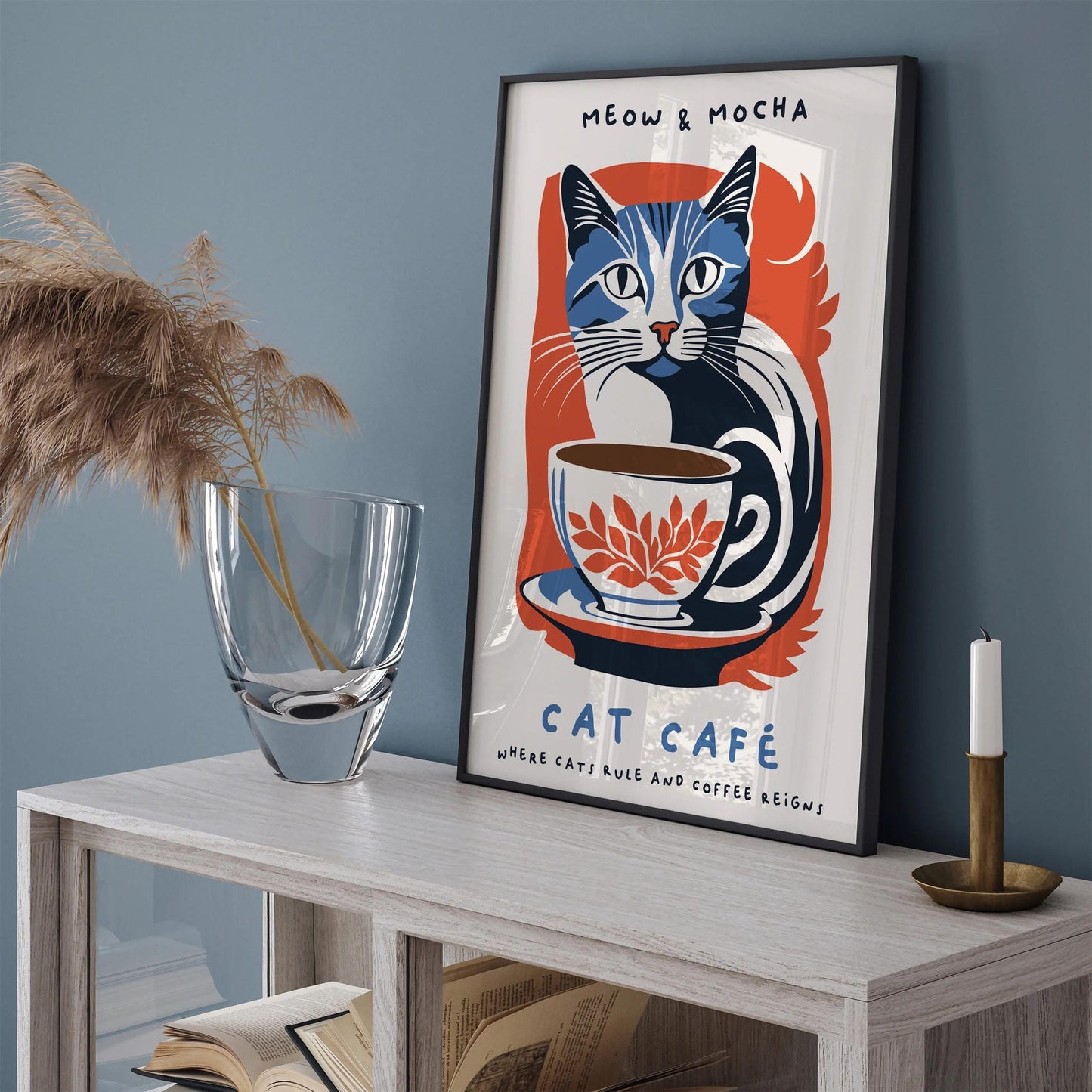 Cat Cafe Art Print - Kitchen Wall Decor
