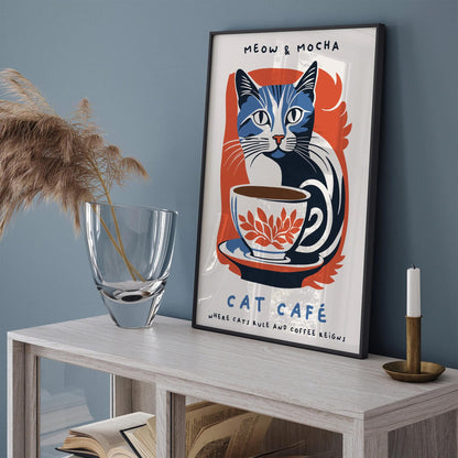 Cat Cafe Art Print - Kitchen Wall Decor