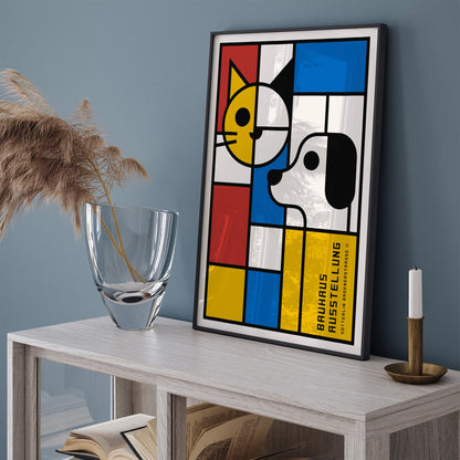 Bauhaus Ausstellung Modern Cat & Dog Art Print