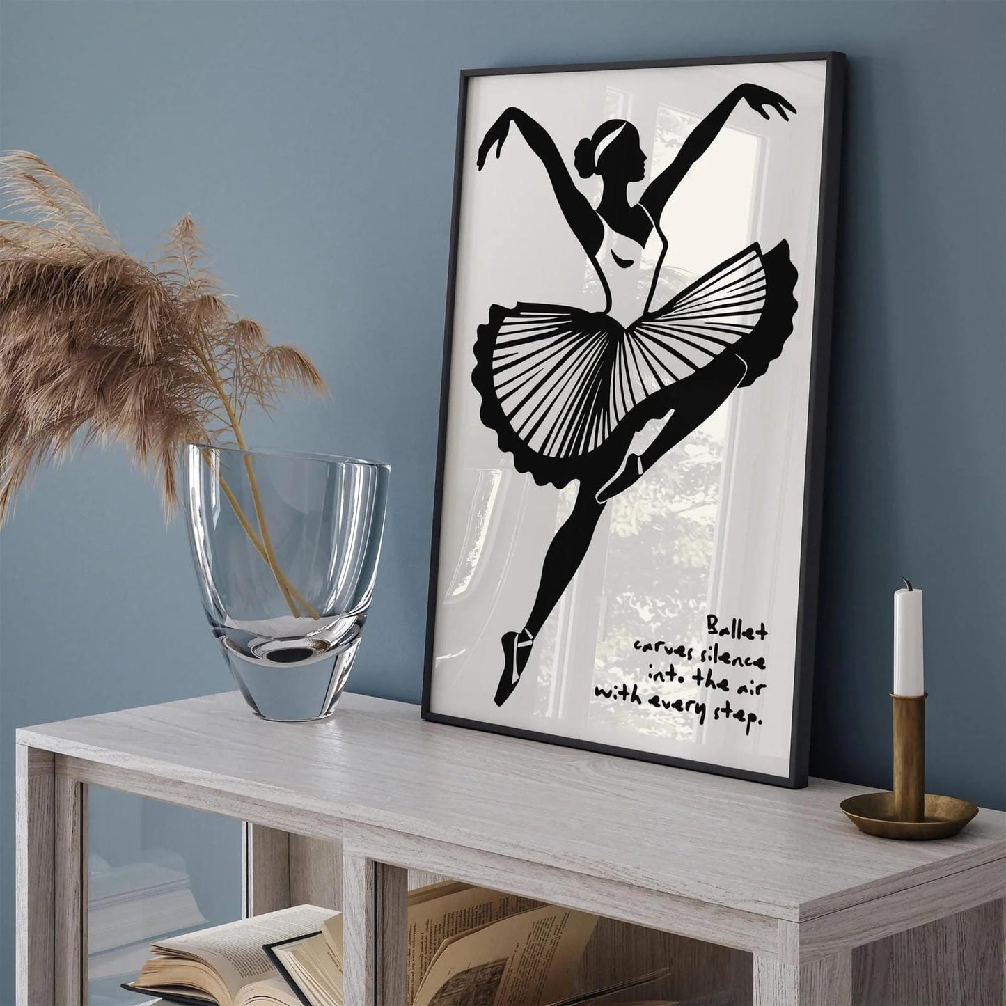 Black and White Ballet Music Poster