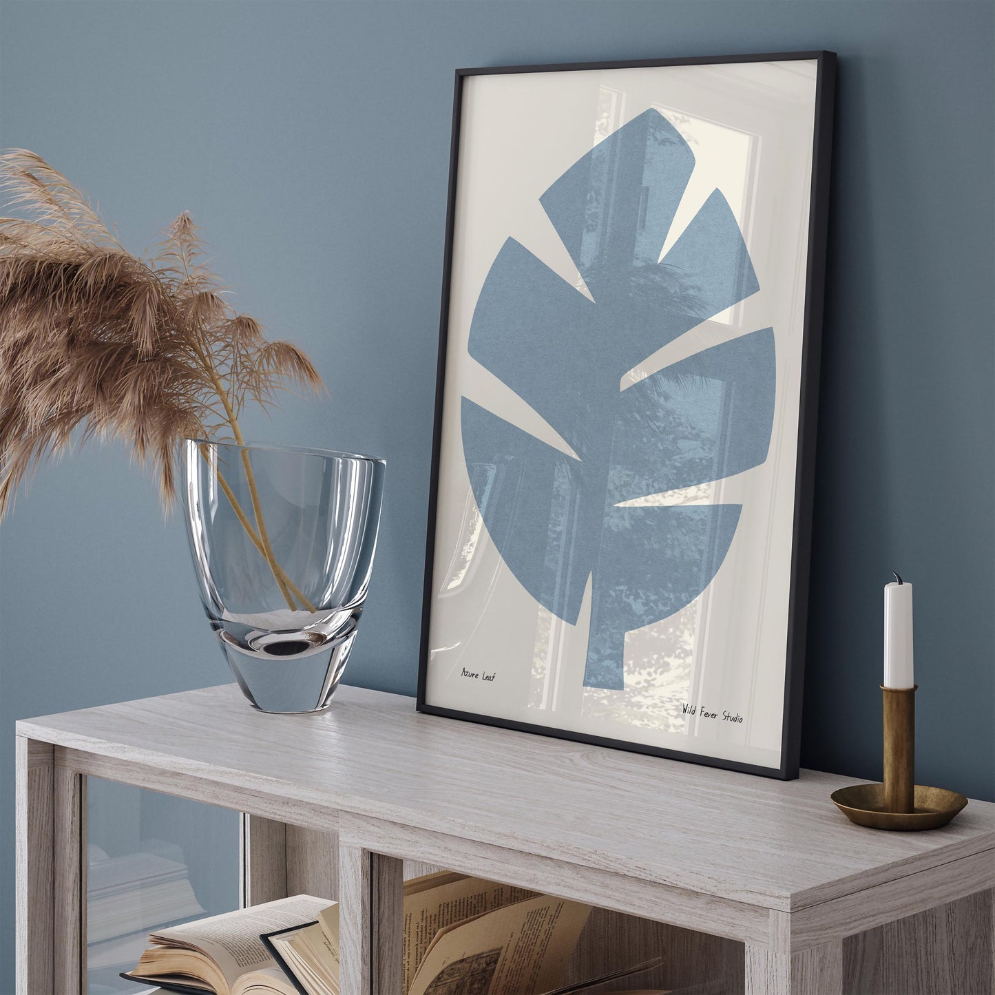 Azure Leaf Minimalist Poster