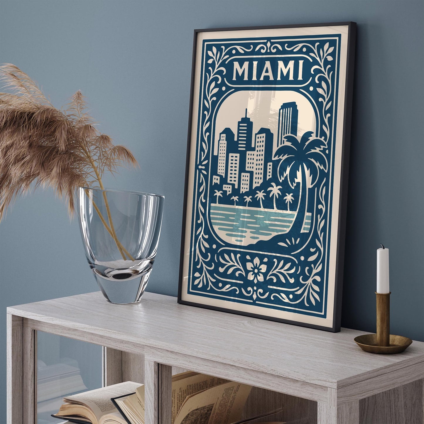 Mami Cityscape Art Print - Blue Landscape Poster