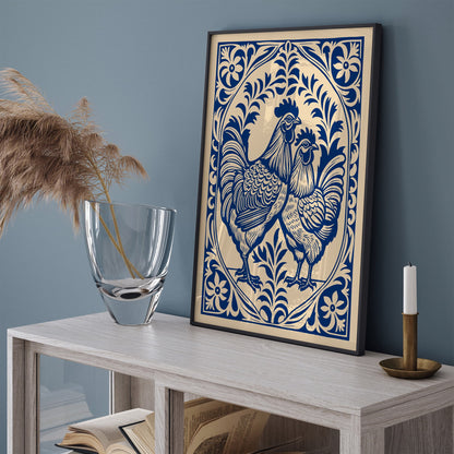 Farmhouse Chicken Poster – Rustic Kitchen Wall Art Print