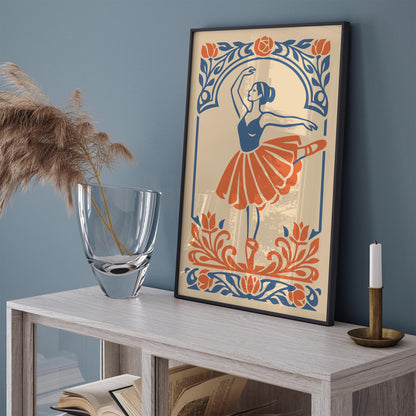 Vintage Ballerina Dancer Wall Art Print