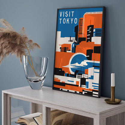 Visit Tokyo Blue Orange Travel Print