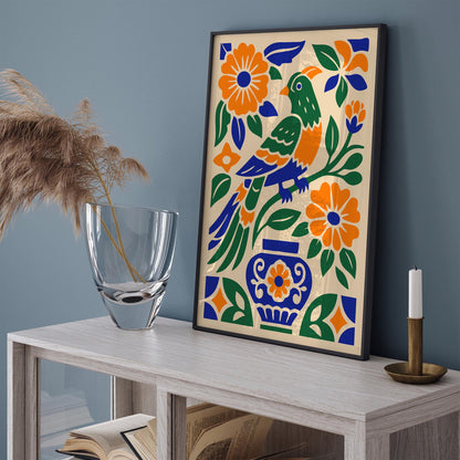 Bohemian Mexican Parrot Jungle Poster