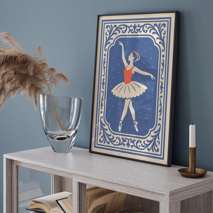 Blue Ballerina Ballet Dance Art Poster