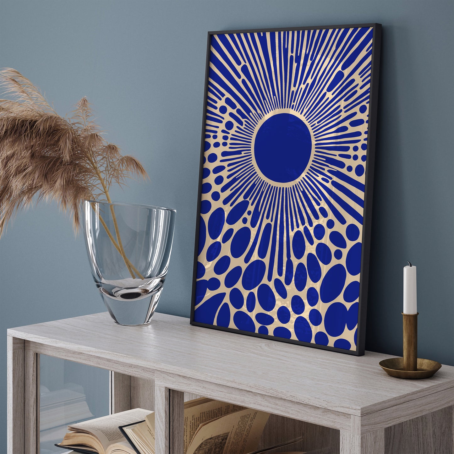 Cobalt Blue Abstract Sun Print