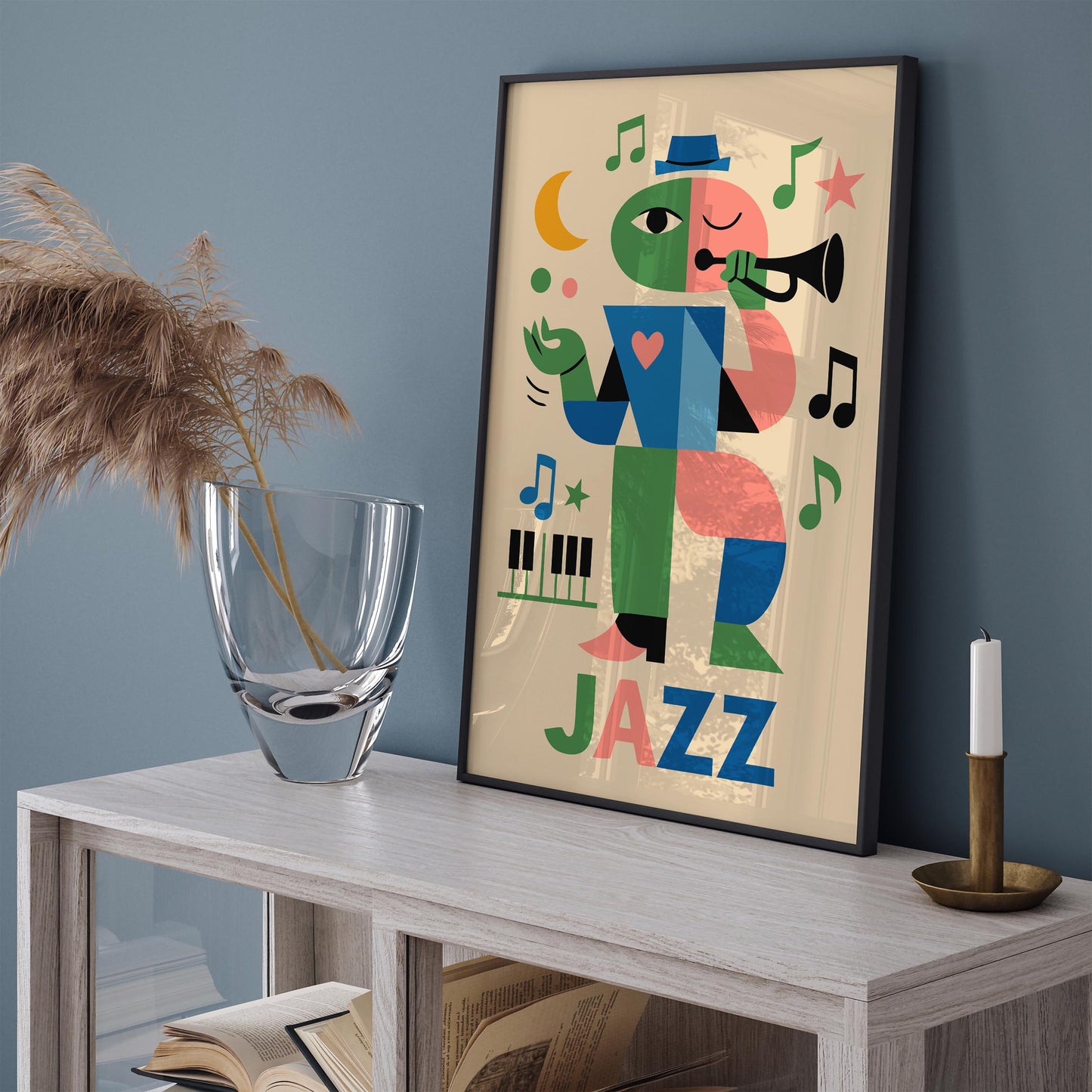 Jazz Music Poster - Abstract Musician in Paul Klee Style