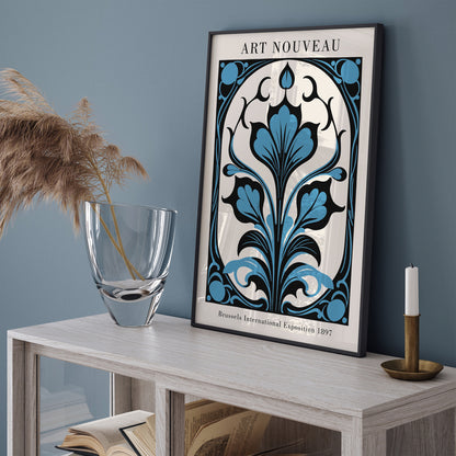 Art Nouveau Floral Blue Wall Art