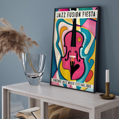 Jazz Fiesta Colorful Violin Poster