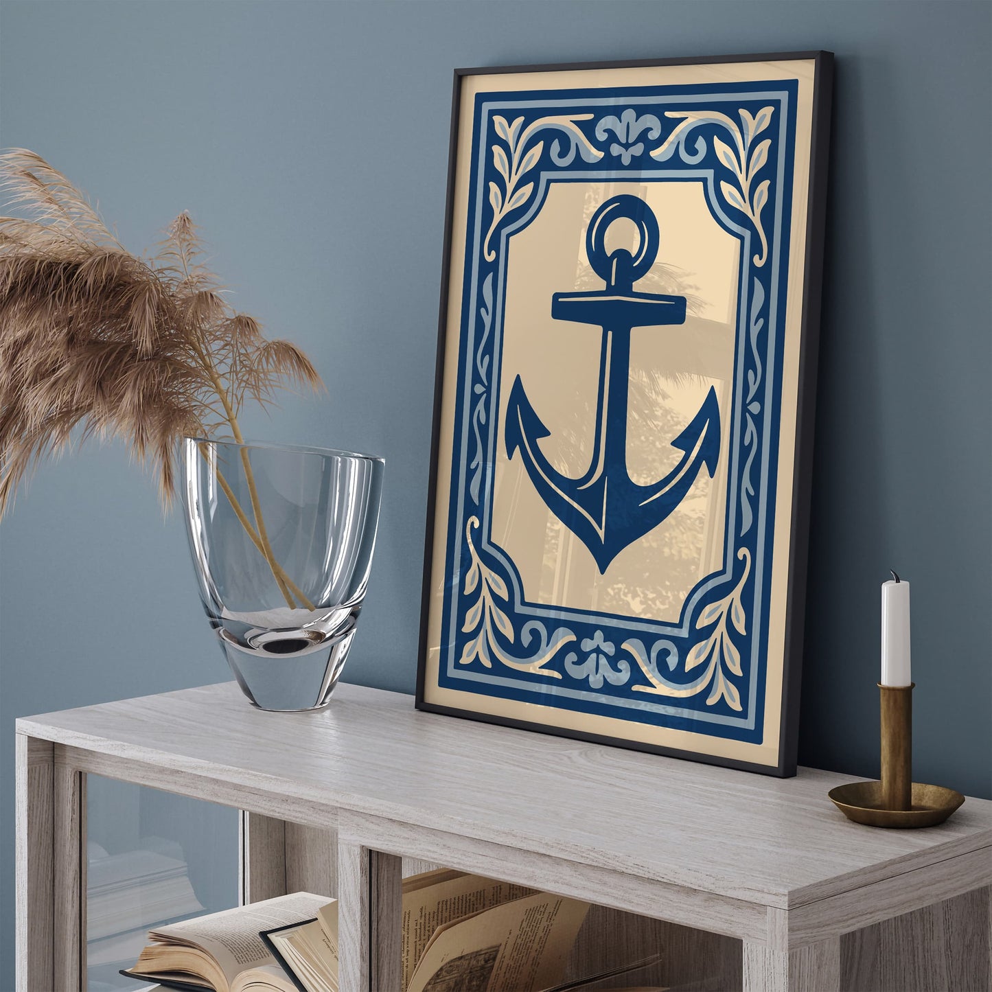Anchor Art Print - Nautical Rococo Style Poster
