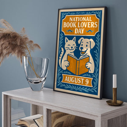 National Book Lovers Day Poster - Blue Literary Art Print