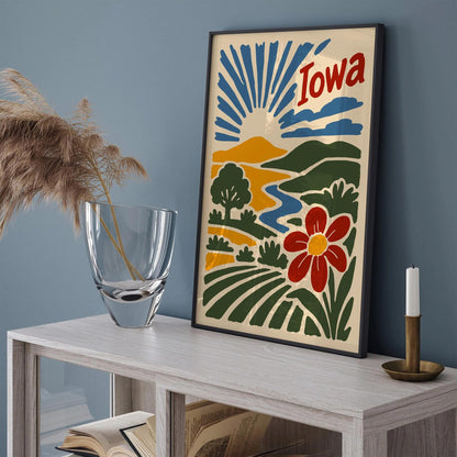 Retro Iowa Landscape Art Print