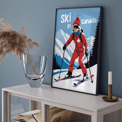 Ski in Canada Retro Travel Poster