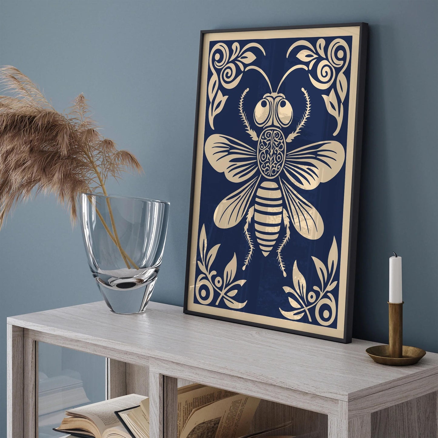 Navy Blue Fly Bug Poster