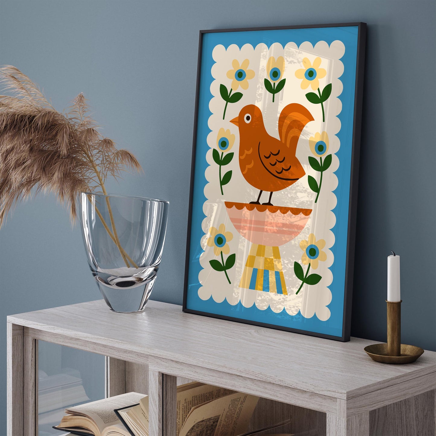 Cute Folk Bird Wall Art Print 2026