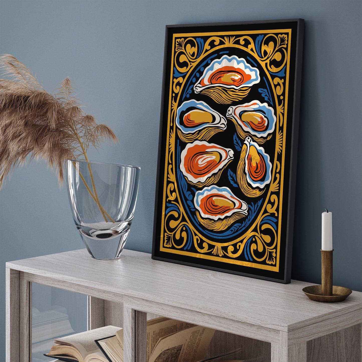 Oysters Vintage Kitchen Art Print in Rococo Style