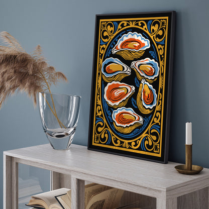 Oysters Vintage Kitchen Art Print in Rococo Style