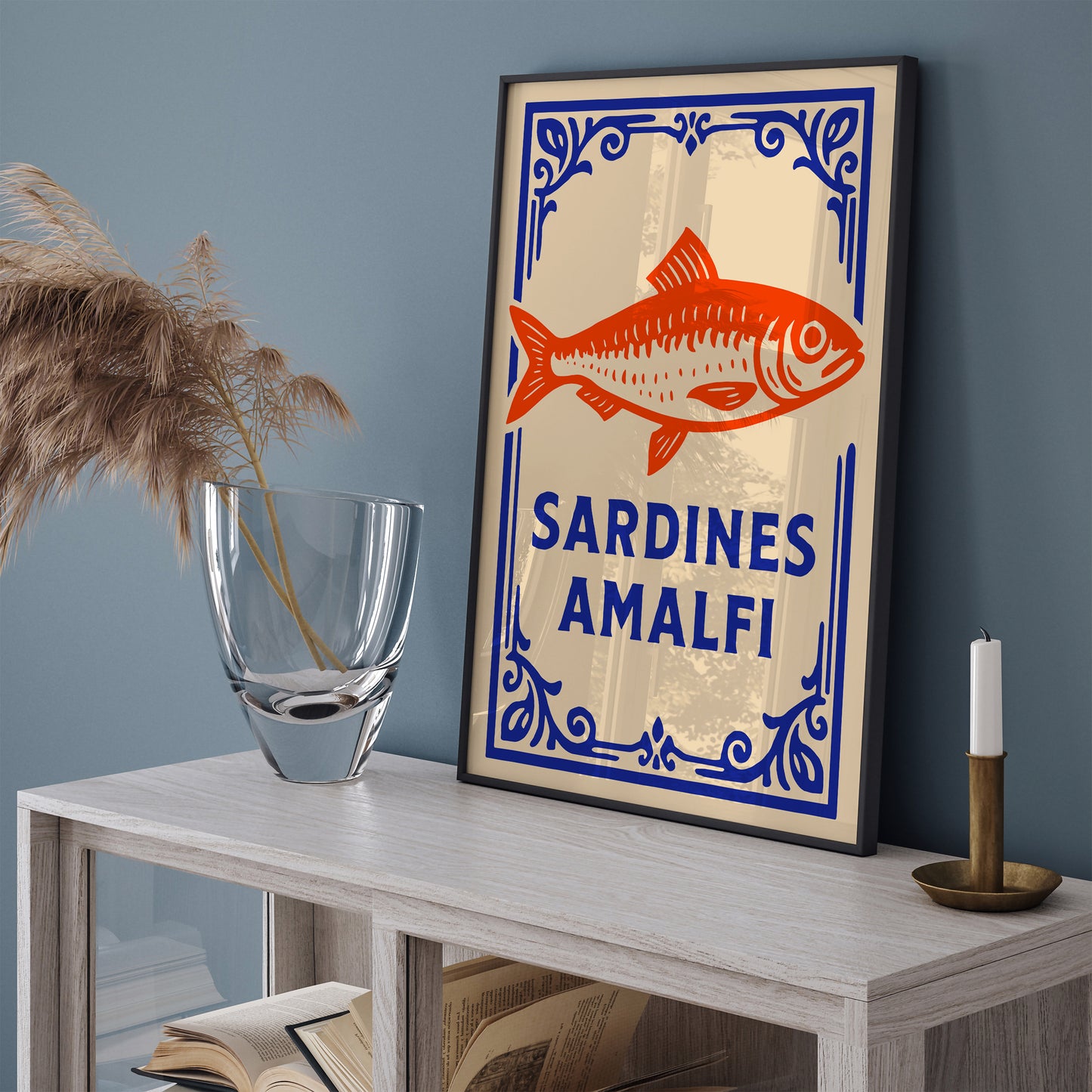 Sardines Amalfi Poster – Italian Coastal Kitchen Wall Art