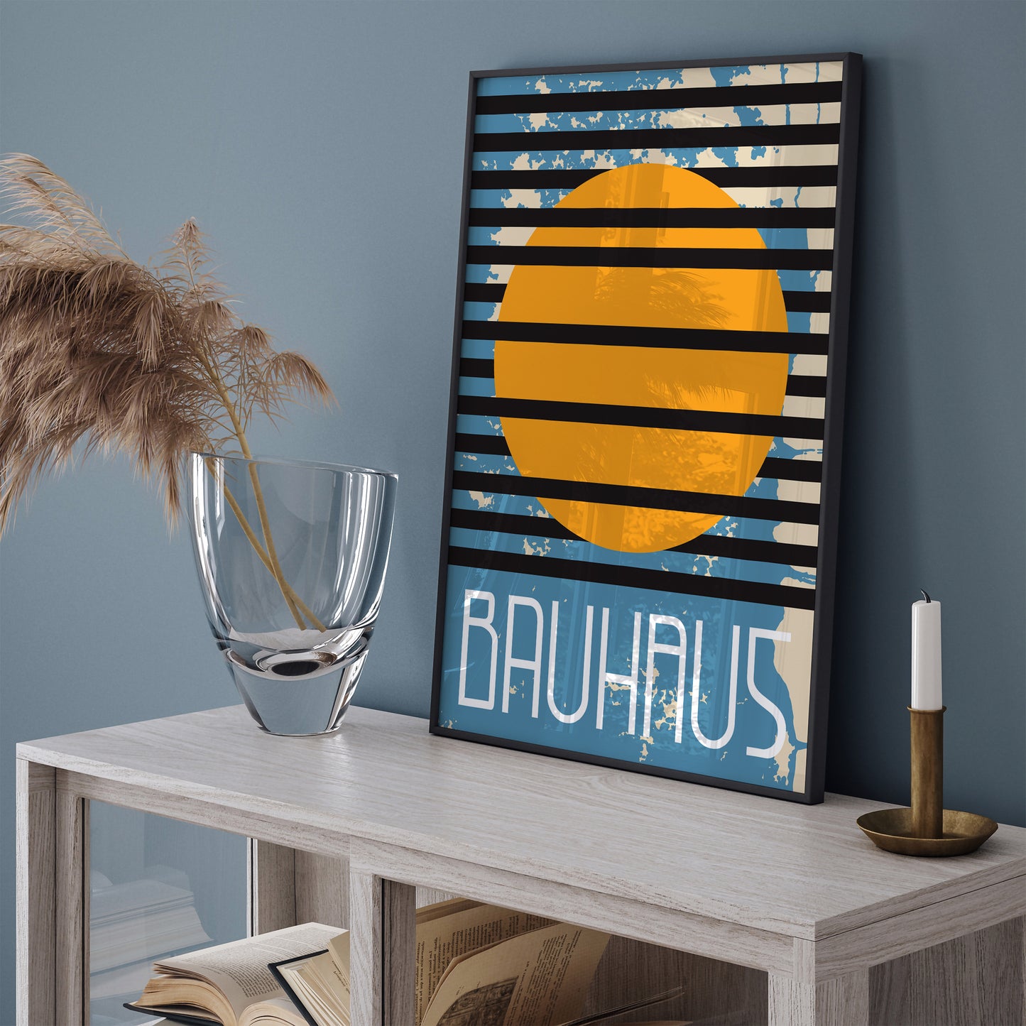 Blue Geometric Bauhaus Art Print