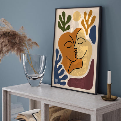 The Kiss - Modern Abstract Couple Wall Art Print