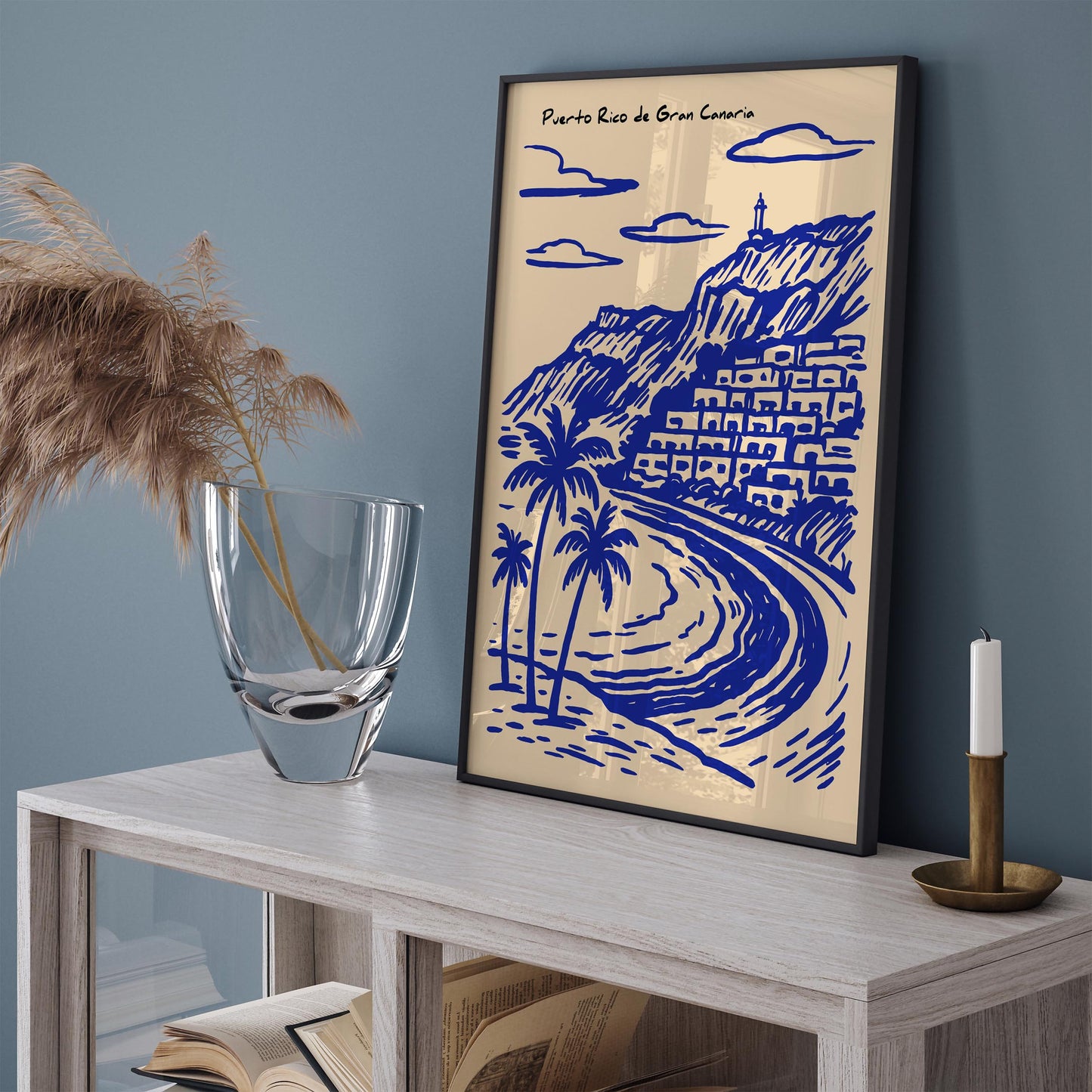 Puerto Rico de Gran Canaria Blue Travel Poster
