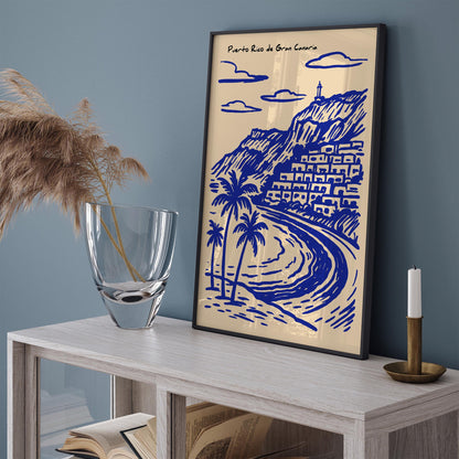 Puerto Rico de Gran Canaria Blue Travel Poster