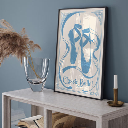 Blue Pointe Shoes Ballet Poster