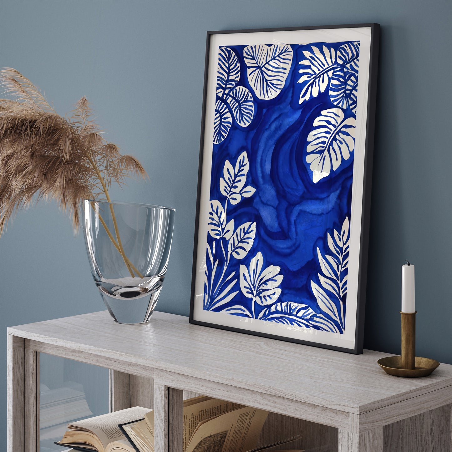 Indigo Blue Nature Wall Art - Japanese Art Print