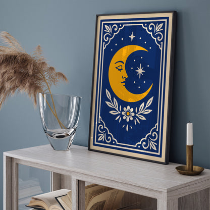 Yellow Moon Art Print - Mystical Wall Art Poster