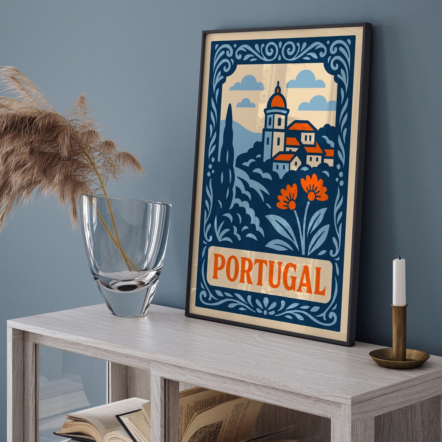 Blue Portugal Cityscape Art Print