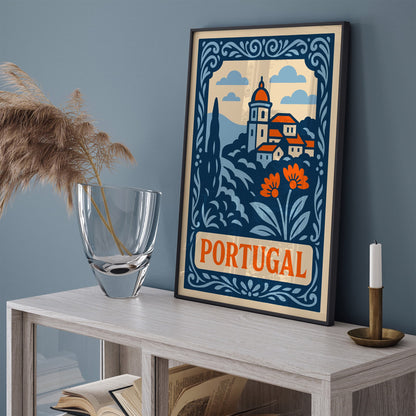 Blue Portugal Cityscape Art Print