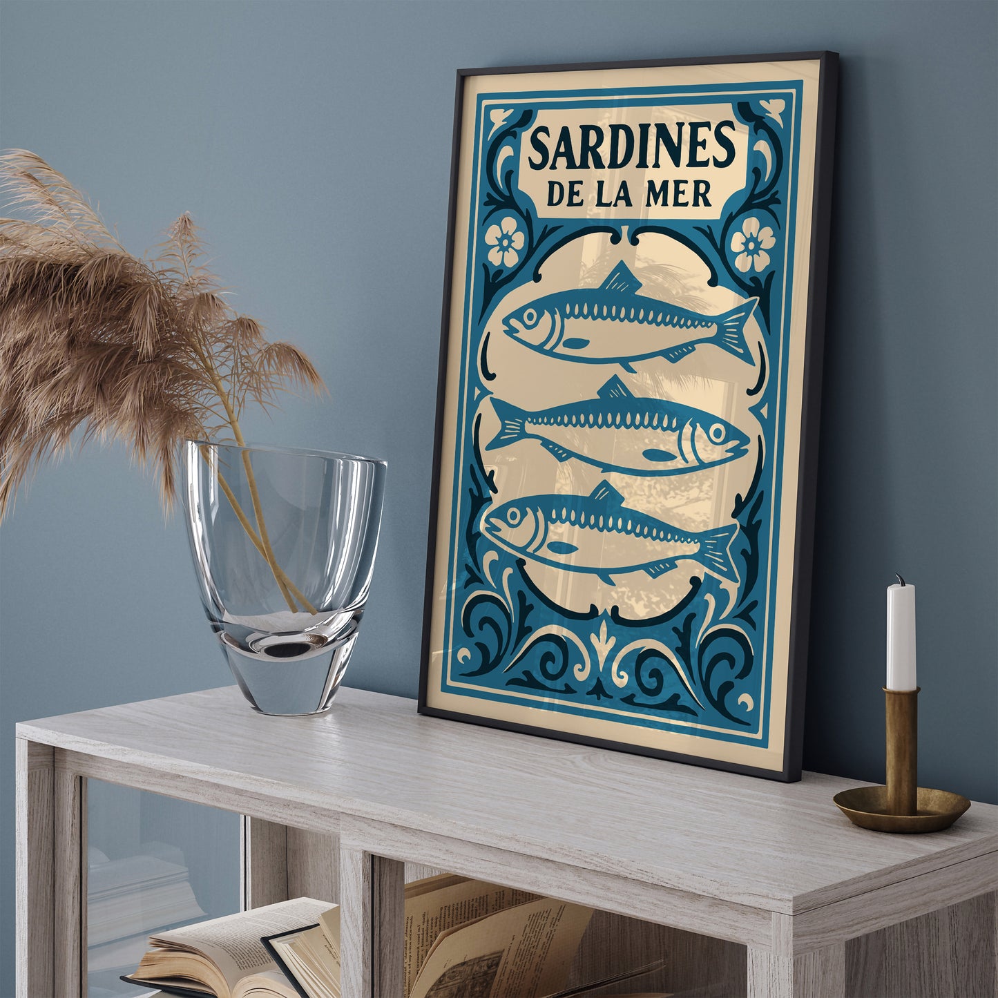 Sardines De La Mer Blue Nautical Poster 2026