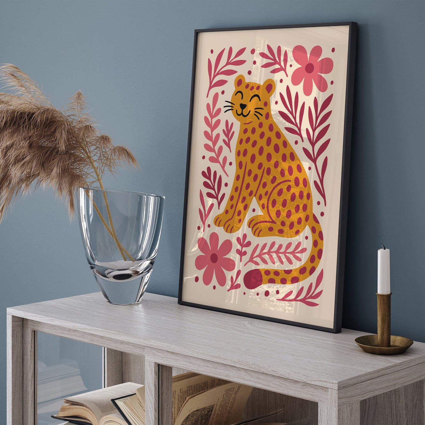 Cute Little Cheetah in Flowers Poster