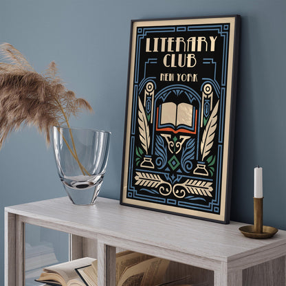 Literary Club New York City Poster - Art Deco Style Home Decor