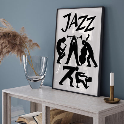 Jazz Music Poster -Modern Black & White Art Print