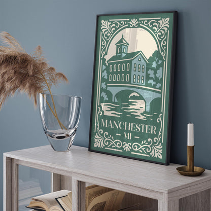 Manchester Michigan Poster - Retro Travel Art Print