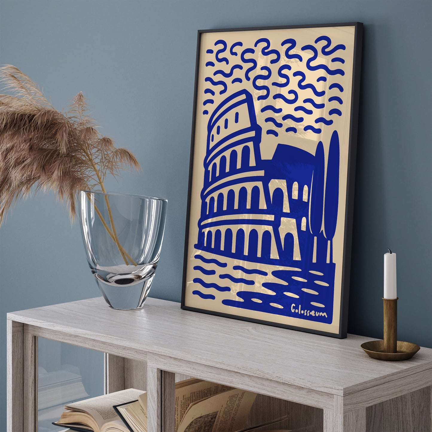 Colosseum Rome Blue Travel Poster