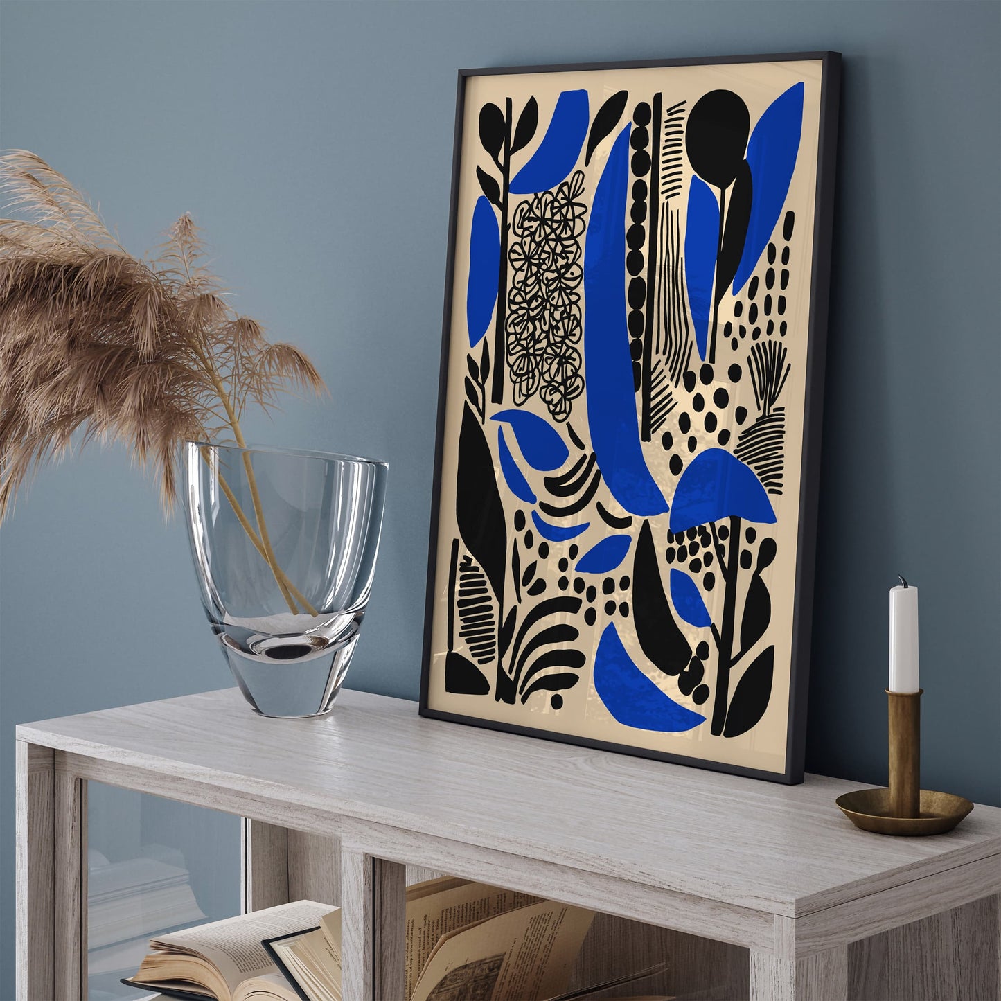Abstract Blue and Black Art Print