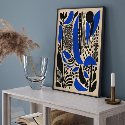 Abstract Blue and Black Art Print