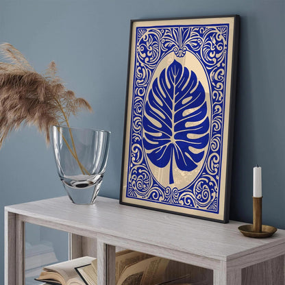 Blue Monstera Leaf - Rococo Revival Print