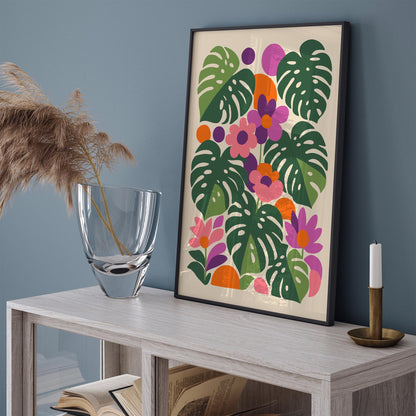 Colorful Jungle Monstera Poster – Tropical Botanical Wall Art Print