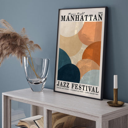 Manhattan Harlem Jazz Poster - Music Night Wall Art
