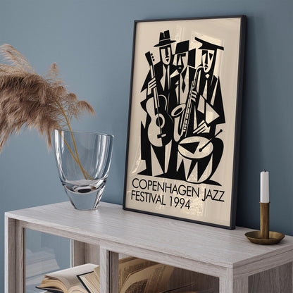 Copenhagen Jazz Festival Poster - Retro Cubist Wall Art Print