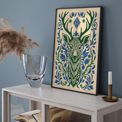 Deer Portrait Farmhouse Wall Art Print