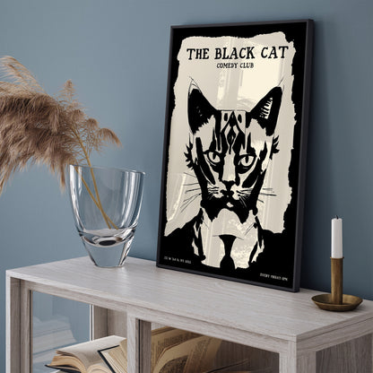 The Black Cat Comedy Club B&W Poster