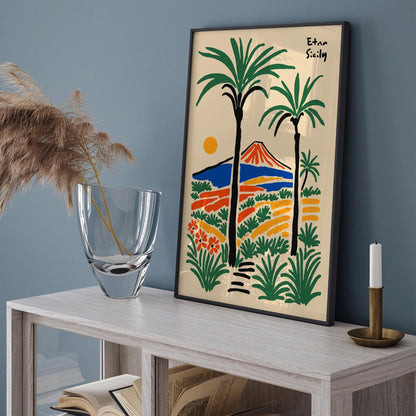 Etna Sicily Mountain Travel Poster