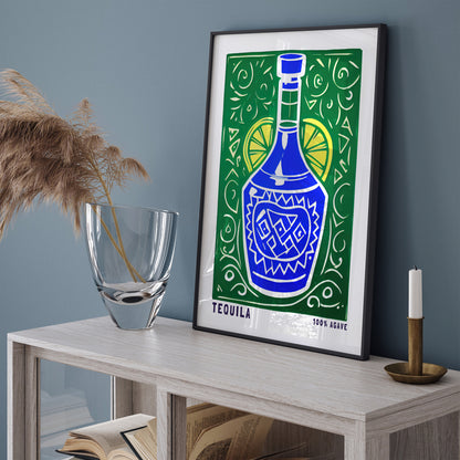 100% Agave Retro Tequila Poster